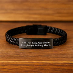 Sexy Accountant Gifts, I'm That Sexy Accountant Everybody's Talking About., Interlaced Leather Bracelet for Accountant, Birthday Unique Gifts from Friends to Accountant - Image 2