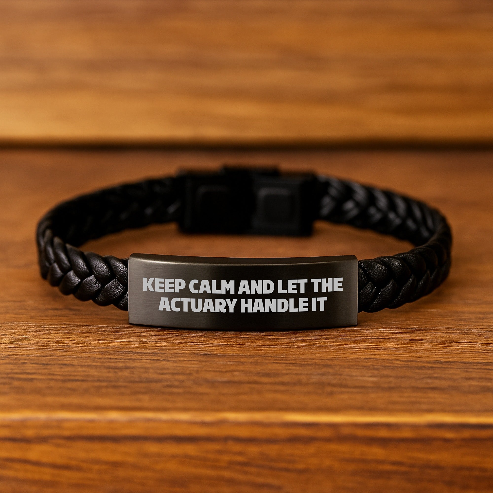 Funny Quote Actuary Gifts Interlaced Leather Bracelet, Keep Calm And Let The Actuary Handle It, Birthday Unique Gifts from Family to Actuary - Image 2