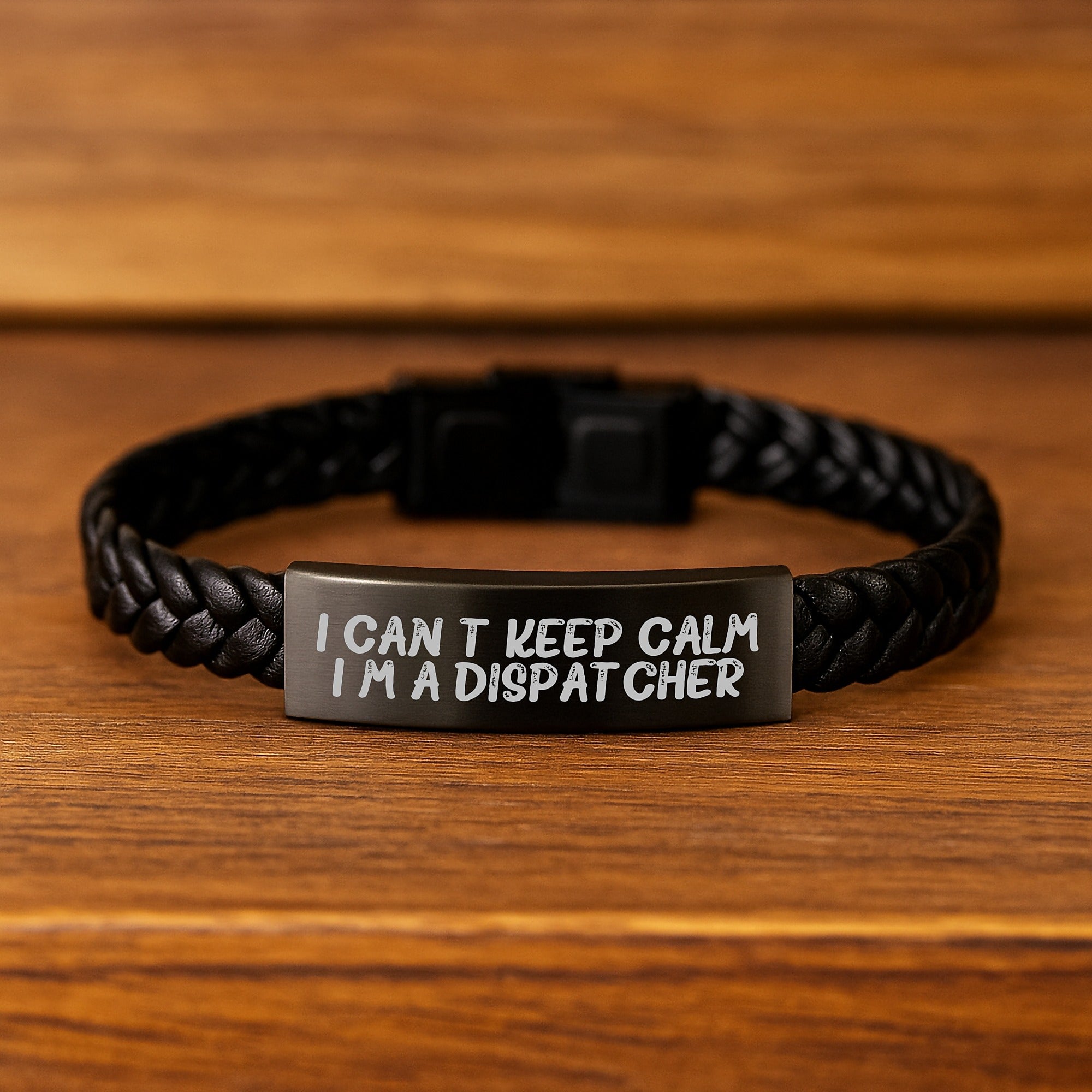Dispatcher Proud Interlaced Leather Bracelet, Funny Quote Gifts for Men, Unique Graduation Gifts for Him, Gifts from Friends, Gifts for Dispatcher - Image 2