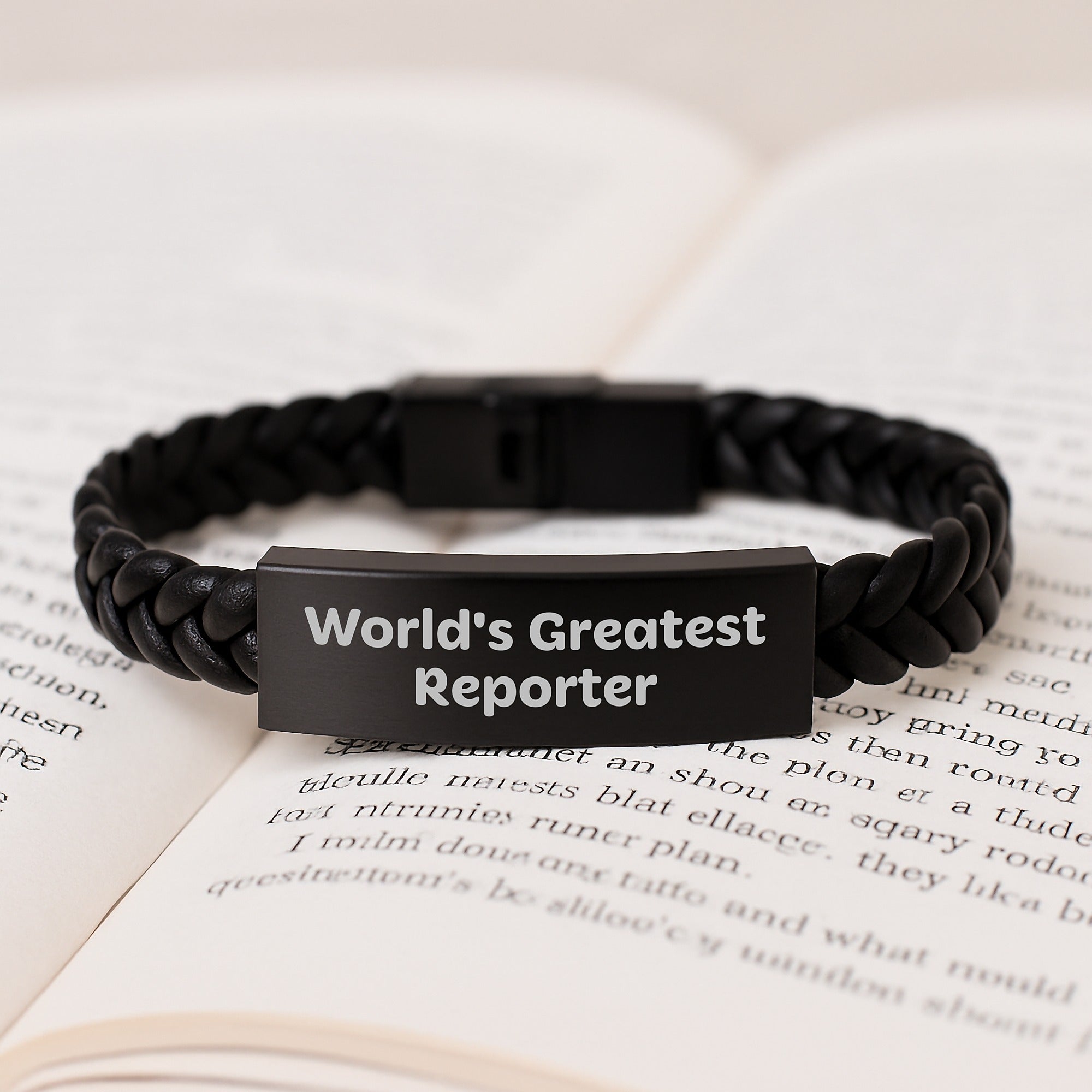 Funny Reporter Gifts - Interlaced Leather Bracelet for Men, Christmas Unique Gifts from Friends, World's Greatest Reporter Quote - Image 3