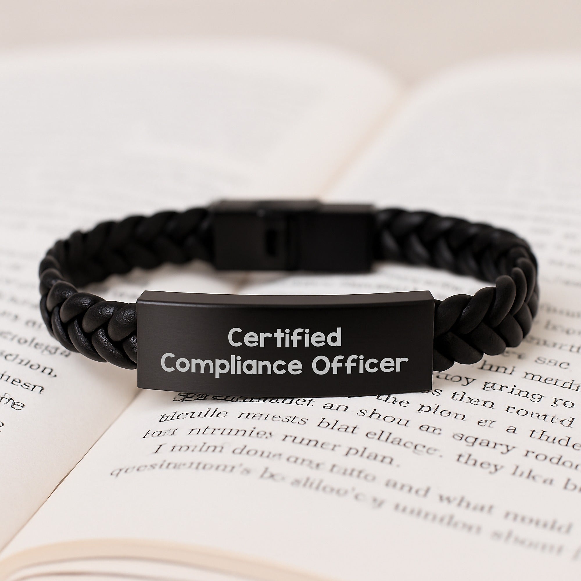 Compliance Officer Gifts, 'Certified Compliance Officer' Quote, Interlaced Leather Bracelet for Men, Women, Coworkers, and Friends - Birthday Unique Gifts from Family - Image 3