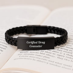 Funny Quote Certified Drug Counselor Interlaced Leather Bracelet Gifts from Friends for Birthday - Image 3
