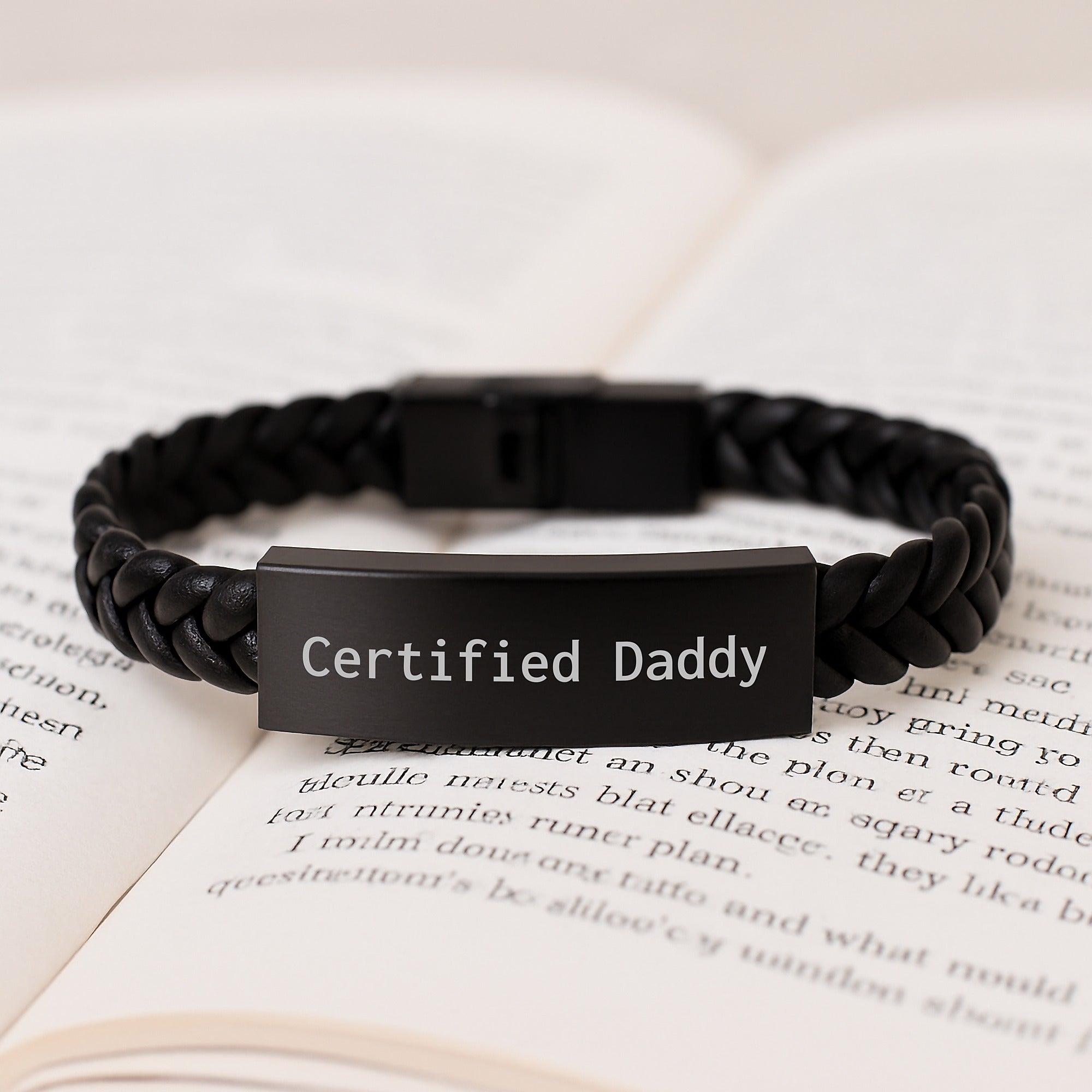 Funny Daddy Gifts Certified Interlaced Leather Bracelet, Gifts from Men to Daddy, Gifts for Daddy's Birthday, 'Certified Daddy' Quote with Stainless Steel and PU Leather - Image 3
