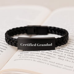Funny Grandad Gifts, Interlaced Leather Bracelet for Men, 'Certified Grandad' Quote, Perfect Graduation Unique Gifts from Family to Grandad - Image 3