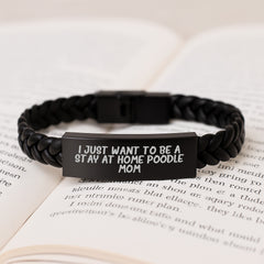 Funny Poodle Dog Mom Gifts from Women to Friends with Interlaced Leather Bracelet for Poodle Dog Lovers, Christmas Unique Gifts - Image 3