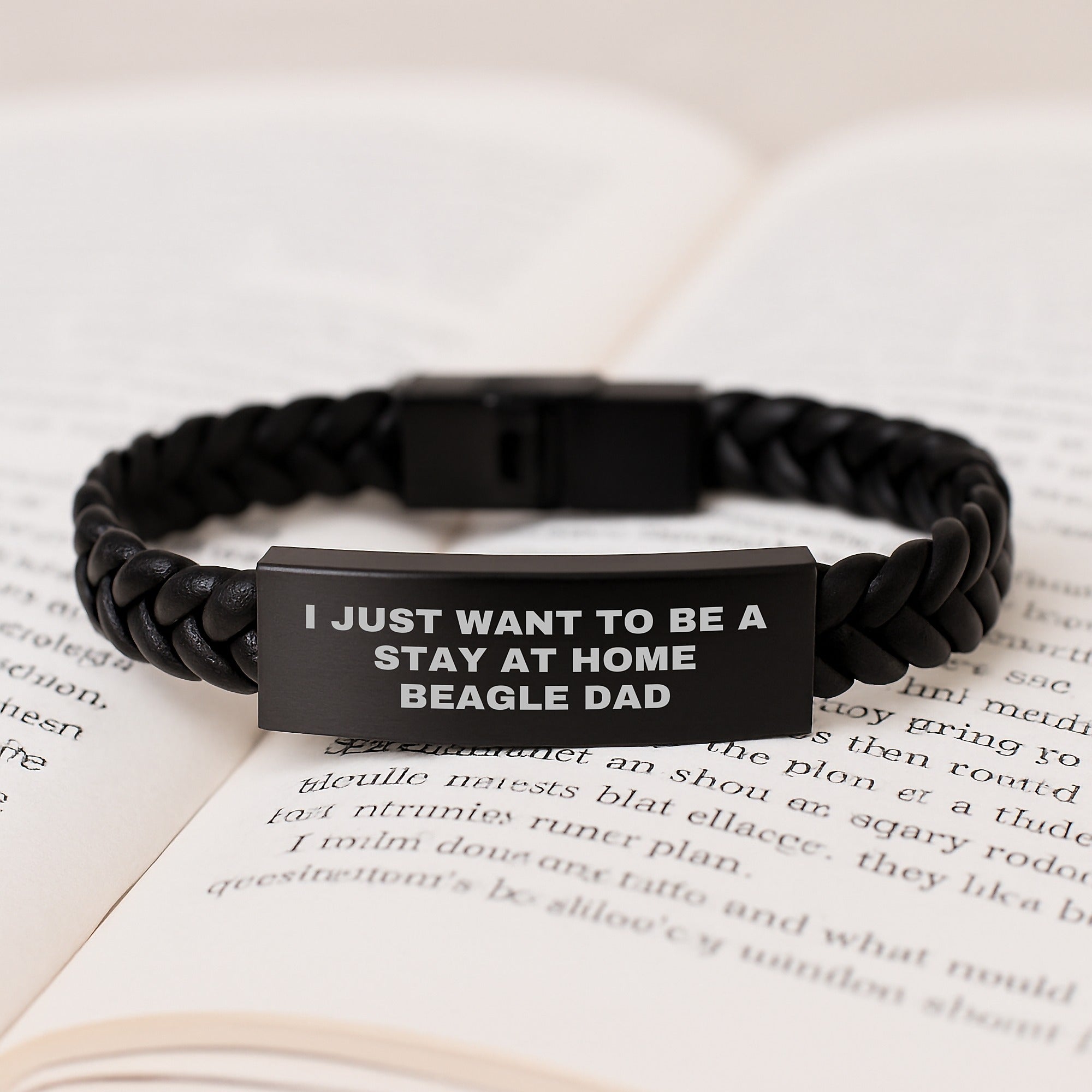 Funny Beagle Dog Gifts - I Just Want To Be A Stay At Home Beagle Dad Interlaced Leather Bracelet For Men - Graduation Unique Gifts from Family - Image 3