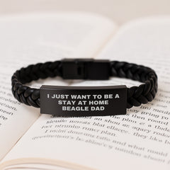 Funny Beagle Dog Gifts - I Just Want To Be A Stay At Home Beagle Dad Interlaced Leather Bracelet For Men - Graduation Unique Gifts from Family - Image 3