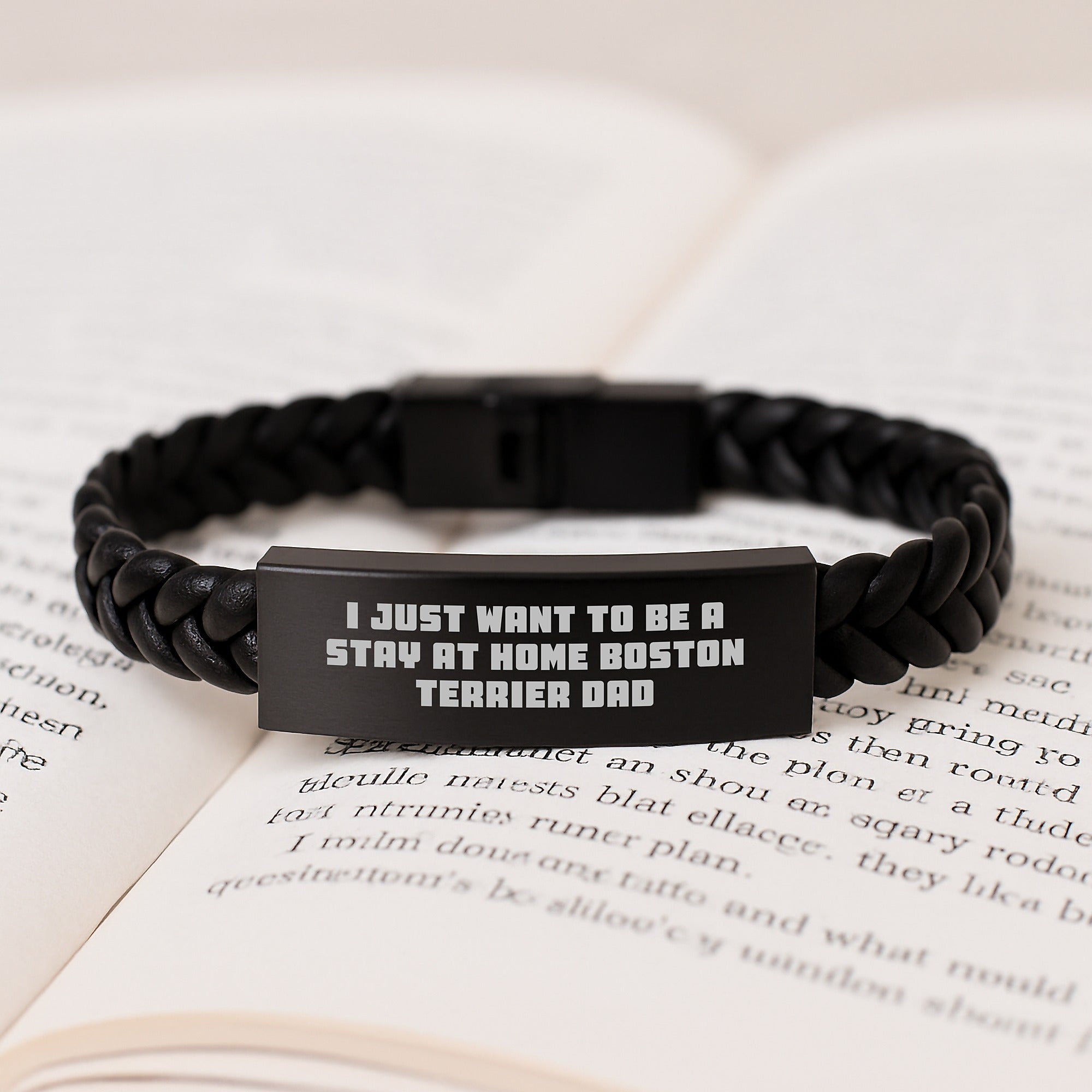 Boston Terrier Dog Gifts for Men - Interlaced Leather Bracelet with Funny Quote - Gifts from Men for Boston Terrier Dad's Graduation - Image 3