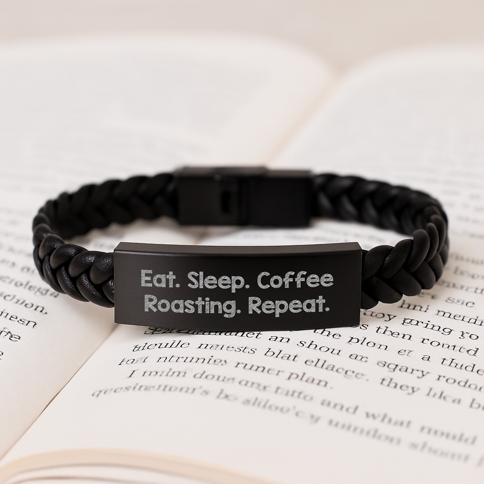 Coffee Roasting Enthusiast Interlaced Leather Bracelet Gifts from Friends to Coffee Roasting Lovers - Eat. Sleep. Coffee Roasting. Repeat. for Birthday - Image 3