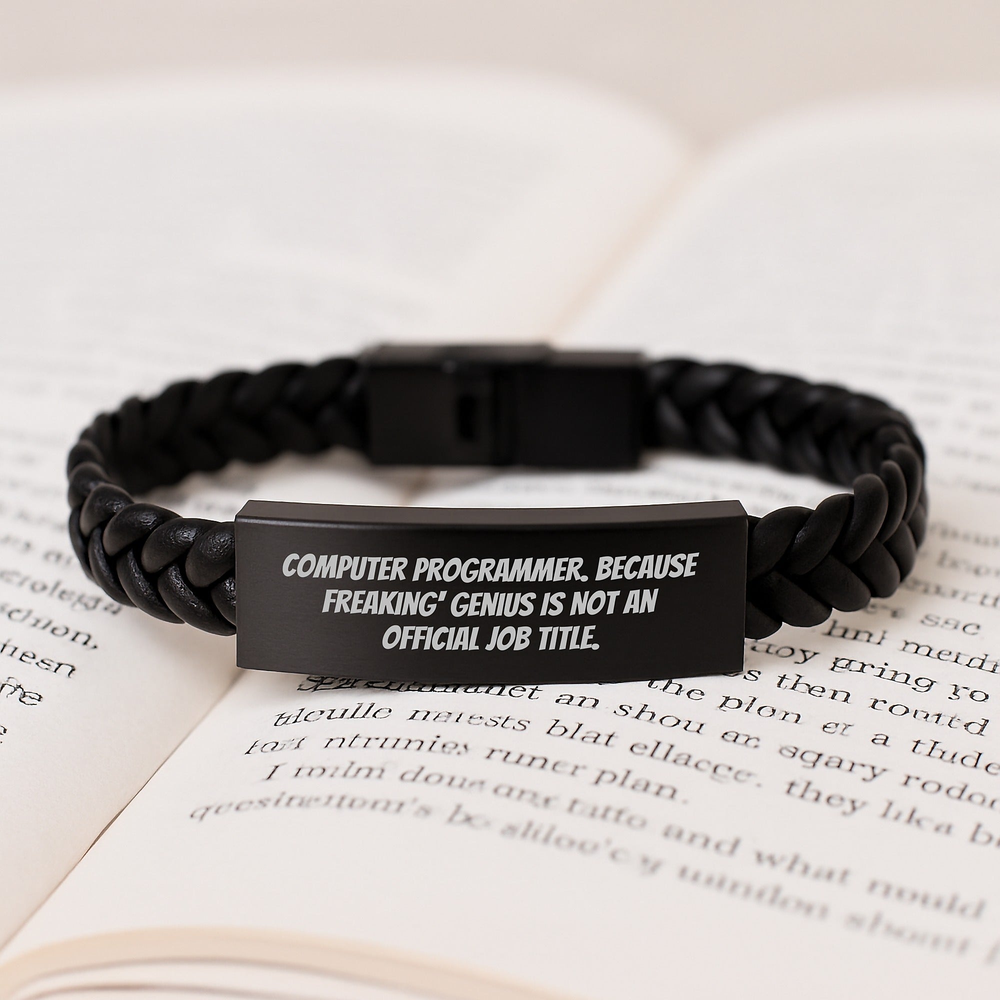Funny Computer Programmer Gifts for Men, Interlaced Leather Bracelet Engraved Stainless Steel for Friends and Family - Gifts from Tech Lovers to Computer Programmer, Unique Christmas Unique Gifts - Image 3