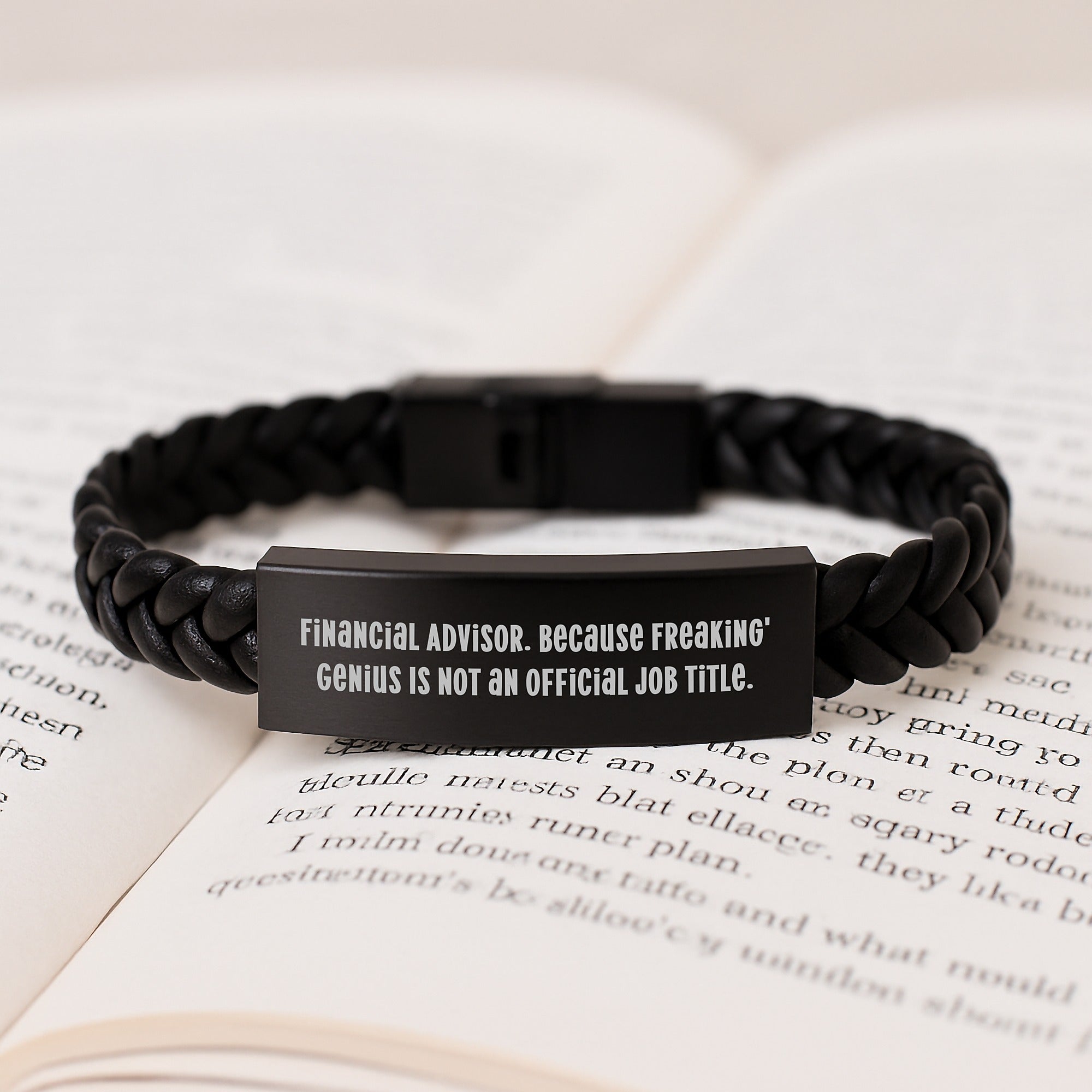 Funny Financial Advisor Gifts for Men, Interlaced Leather Bracelet with Stainless Steel Quote - Gifts from Family to Financial Advisor - Image 3