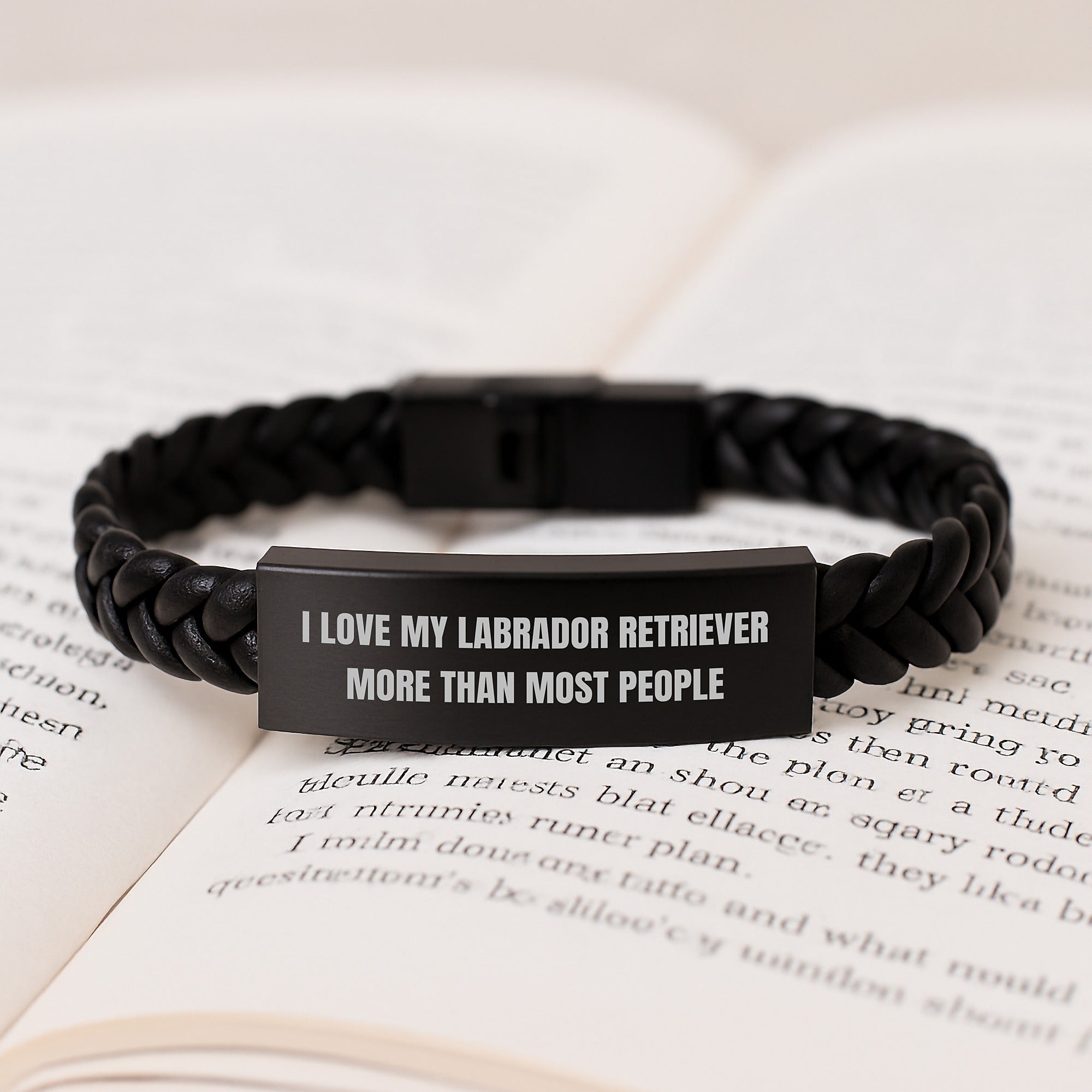 Labrador Retriever Dog Lover Gifts, I Love My Labrador More Than Most People Interlaced Leather Bracelet for Men, Women, Friends, Family on Valentine's - Image 3
