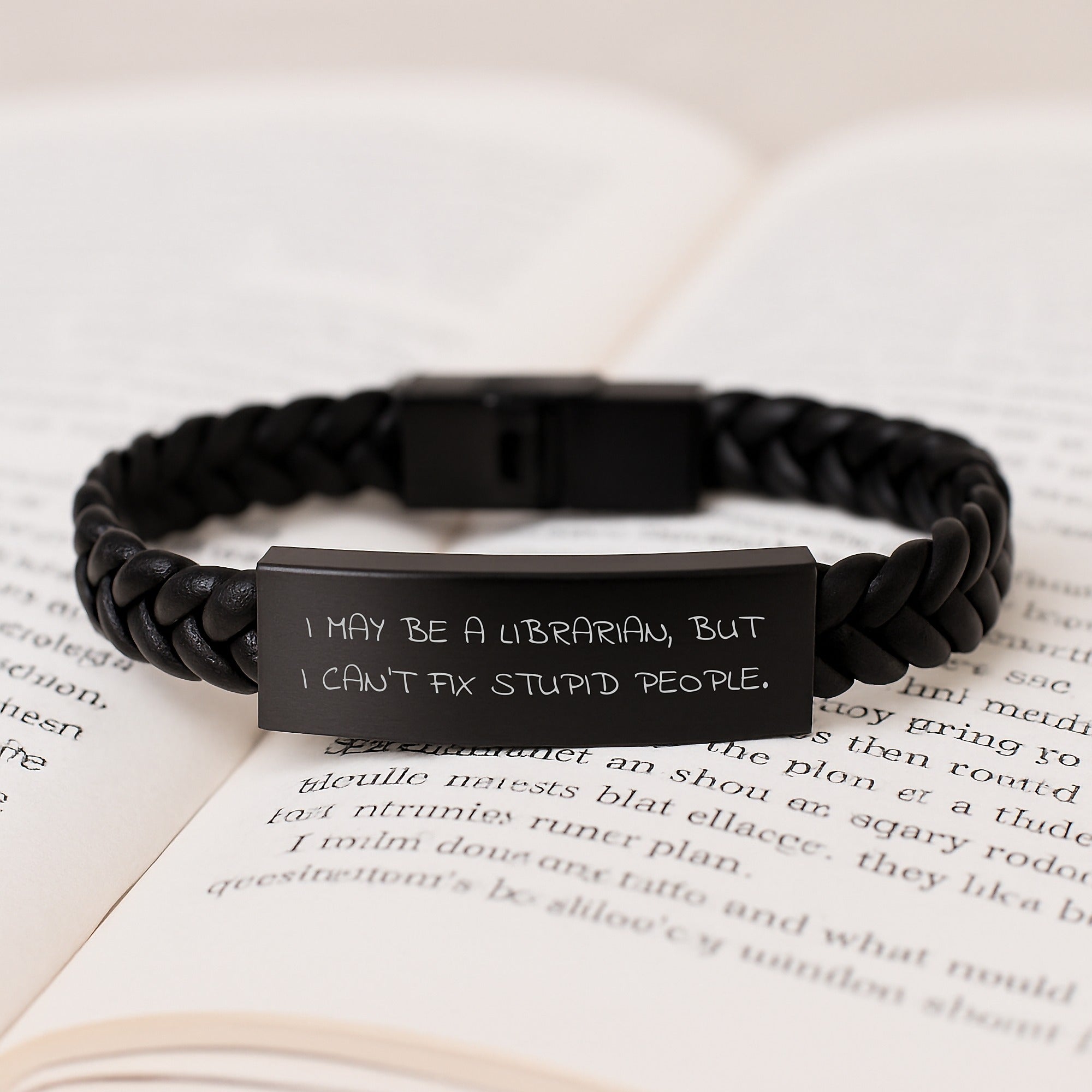 Funny Librarian Interlaced Leather Bracelet Gifts from Men for Women Coworkers Friends Family - Christmas Unique Presents for Librarian - Image 3