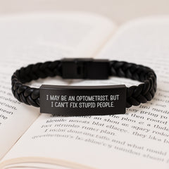 Funny Optometrist Gifts from Men, Funny Optometrist Unique Christmas Unique Gifts for Women with Interlaced Leather Bracelet Quote - Image 3