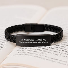 Funny Maintenance Worker Gifts - Interlaced Leather Bracelet for Men - Gifts from Friends to Maintenance Worker Husband at Christmas Time - Image 3