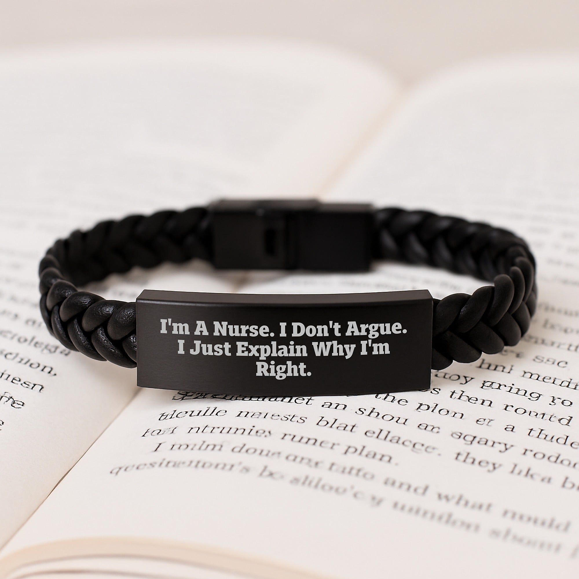 Funny Nurse Gifts - I Don't Argue. I Just Explain Why I'm Right. Interlaced Leather Bracelet, Christmas Unique Gifts for Nurses - Image 3
