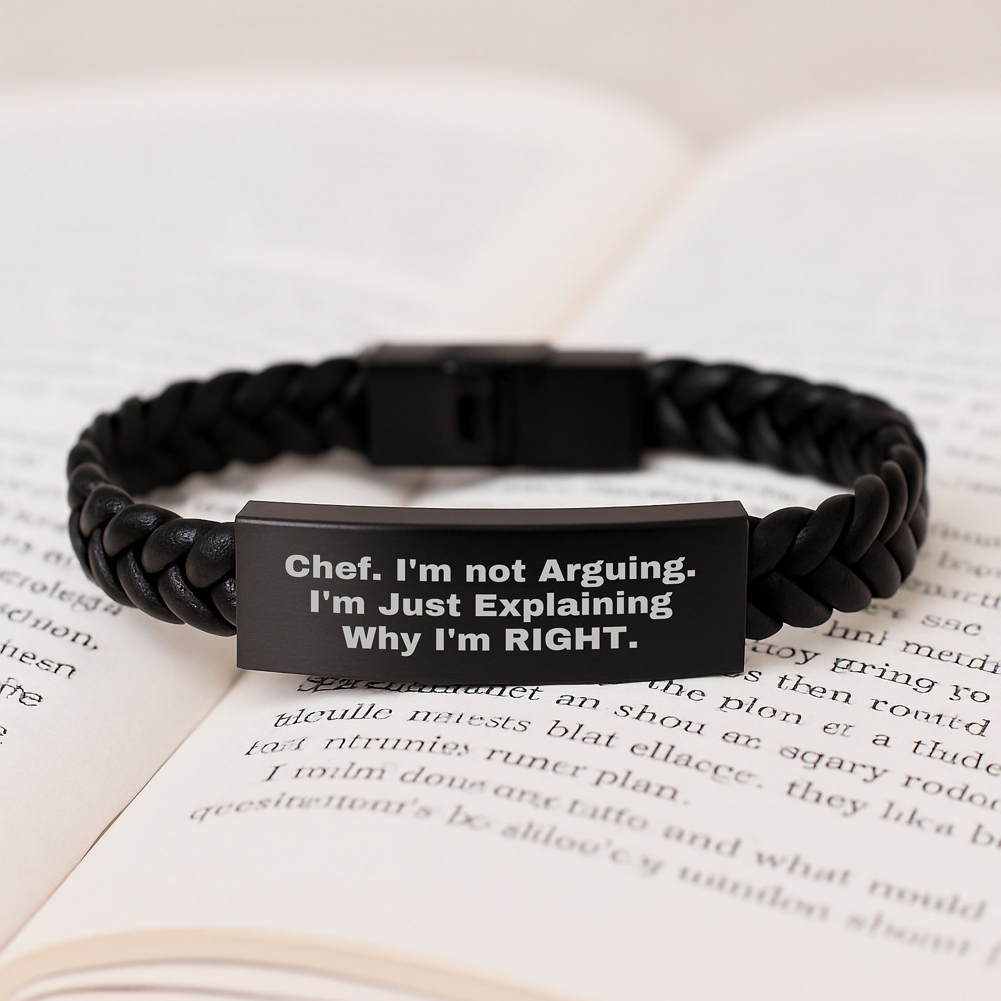 Christmas Unique Gifts for Chef Men Interlaced Leather Bracelet Funny Quote 'I'm Just Explaining Why I'm Right' from Friends - Image 3
