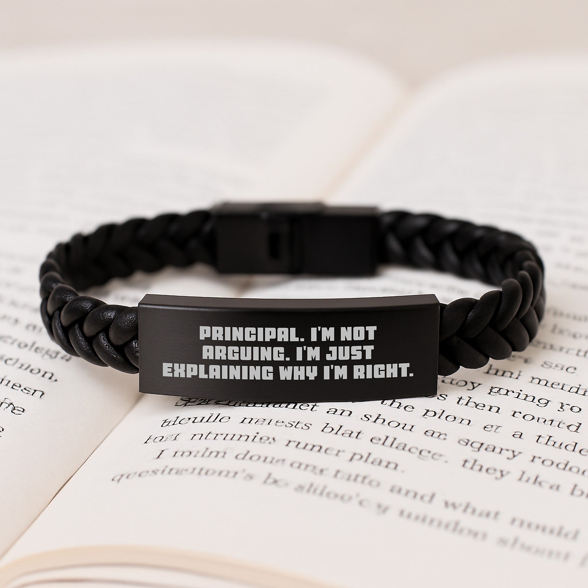 Funny Principal Gifts, Interlaced Leather Bracelet for Him, Gifts from Men, Christmas Unique Ideas for Principal, 'I'm Not Arguing. I'm Just Explaining Why I'm Right.' - Image 3
