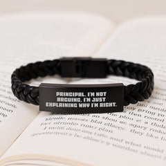 Funny Principal Gifts, Interlaced Leather Bracelet for Him, Gifts from Men, Christmas Unique Ideas for Principal, 'I'm Not Arguing. I'm Just Explaining Why I'm Right.' - Image 3