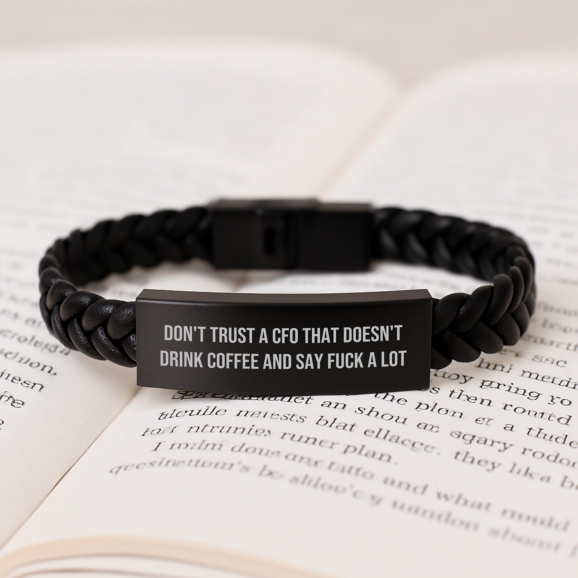 Funny CFO Gifts, Interlaced Leather Bracelets for Men, Funny Christmas Unique Gifts from Friends to CFO, Funny CFO Quote Interlaced Leather Bracelet - Image 3