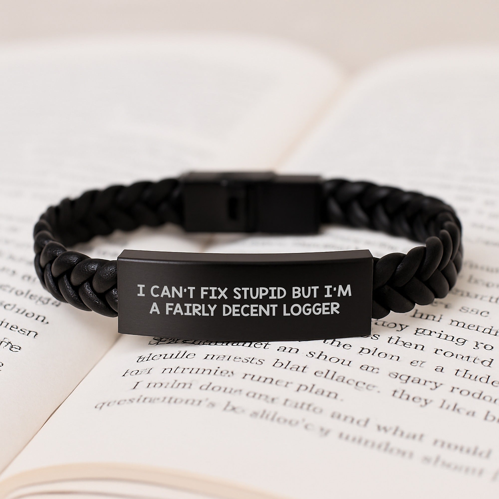 Funny Logger Gifts from Friends - Interlaced Leather Bracelet with Stainless Steel Engraving for Men and Women - Graduation Unique Presents - Image 3