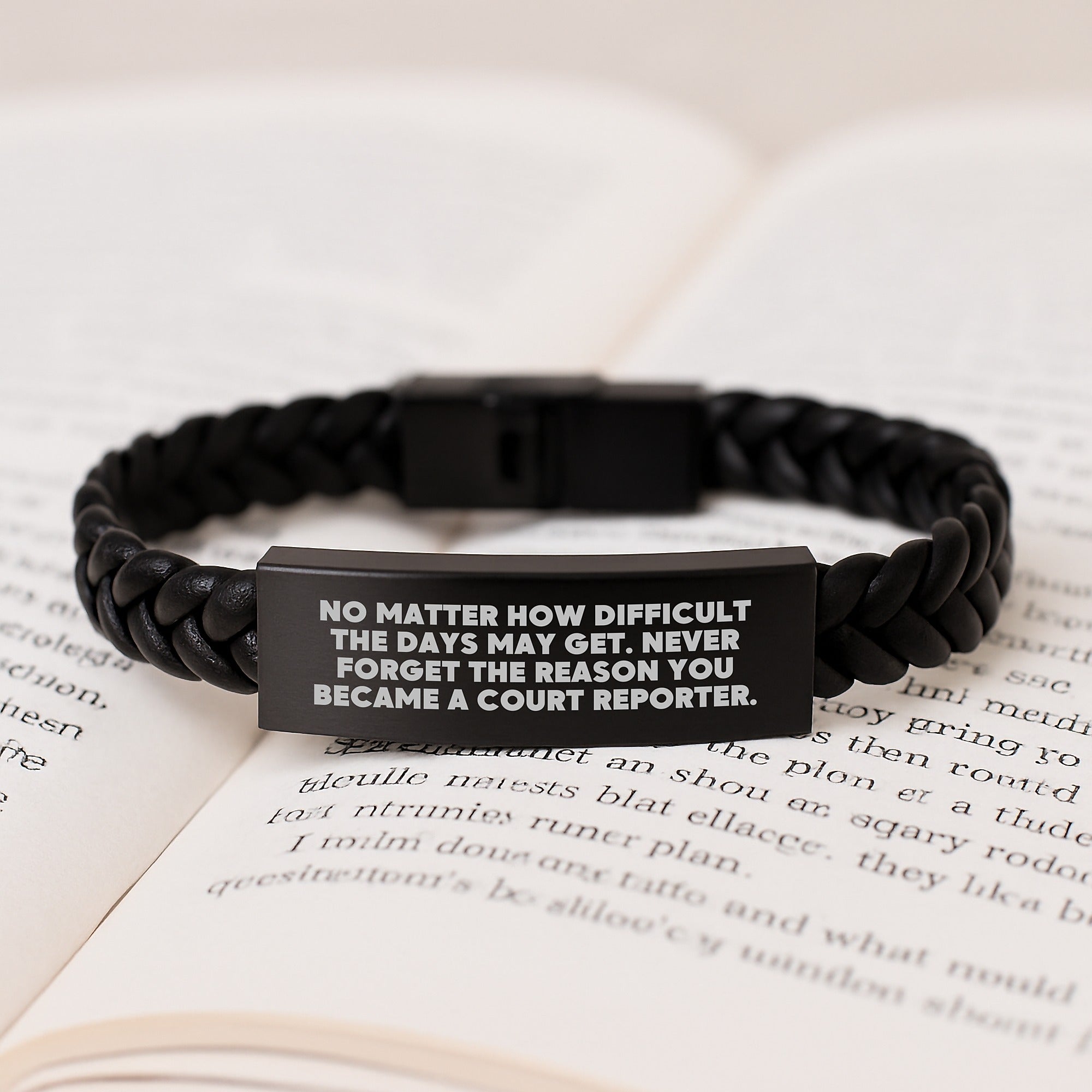 Inspirational Gifts from Friends for Court Reporters - Interlaced Leather Bracelet with Quote, Unique Christmas Memorable Presents - Image 3