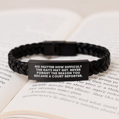 Inspirational Gifts from Friends for Court Reporters - Interlaced Leather Bracelet with Quote, Unique Christmas Memorable Presents - Image 3