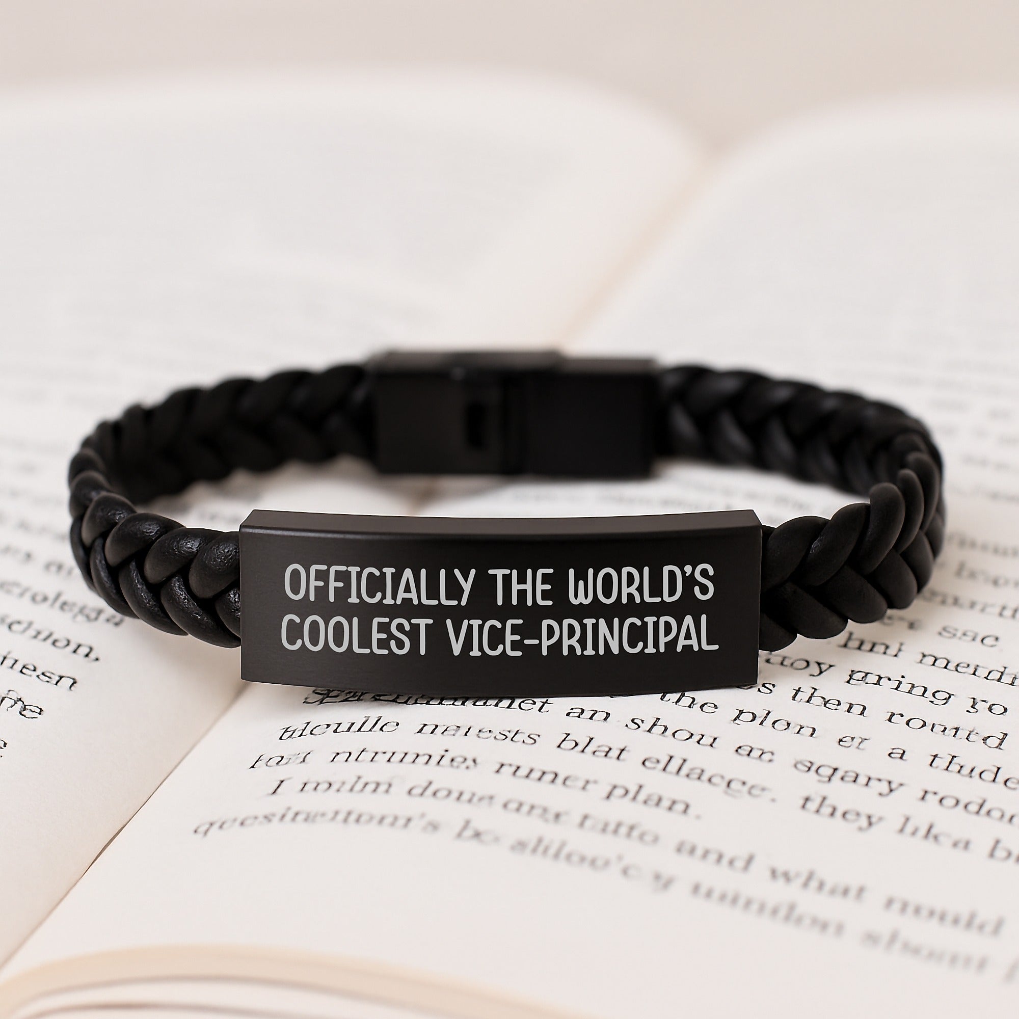 Funny Vice-principal Gifts, 'Officially The World's Coolest Vice-principal' Interlaced Leather Bracelet, Birthday Unique Gifts from Men to Vice-principal - Image 3