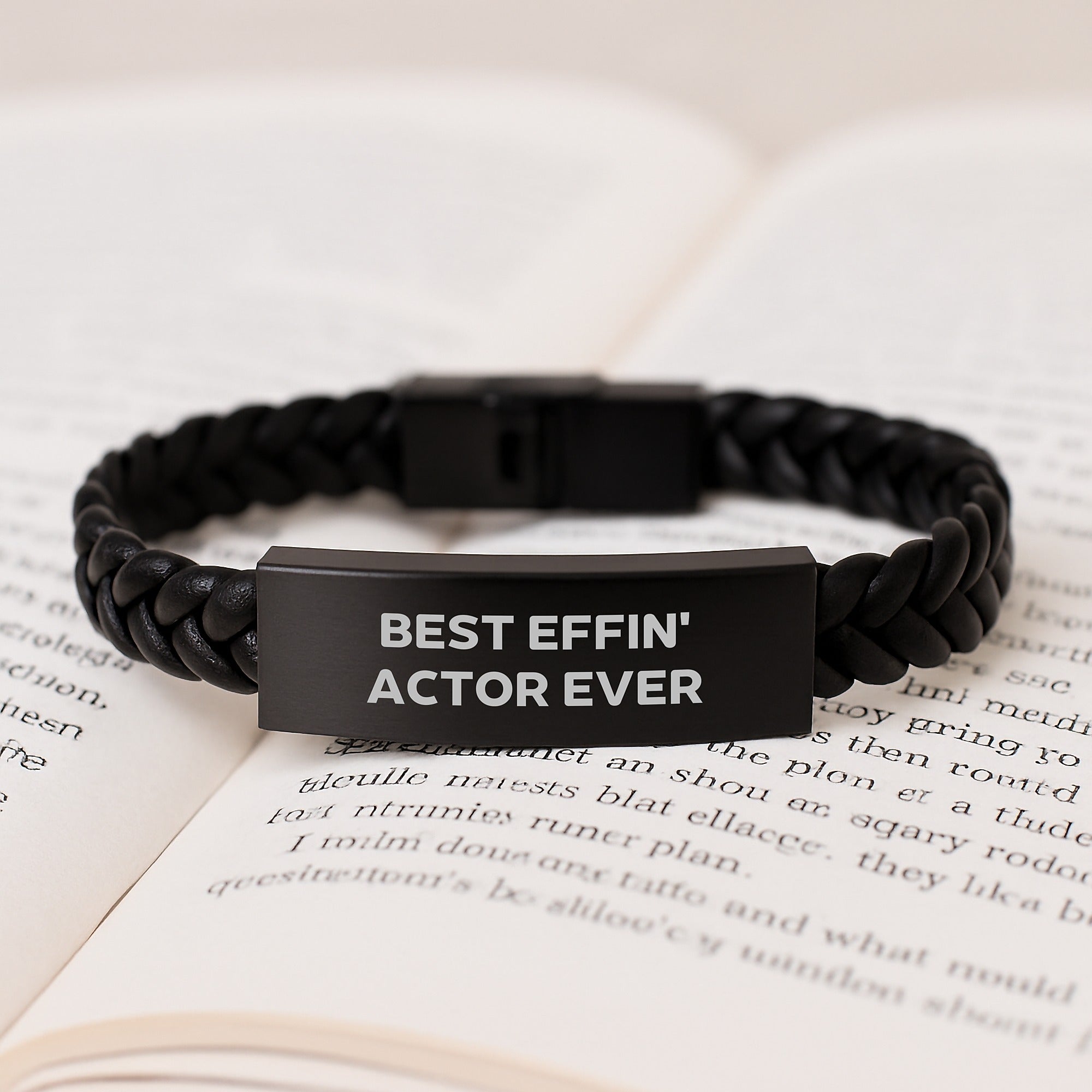 Actor Gifts, Funny Quote Interlaced Leather Bracelet, Gifts from Friends for Best Effin' Actor Ever, Unique Graduation Presents - Image 3