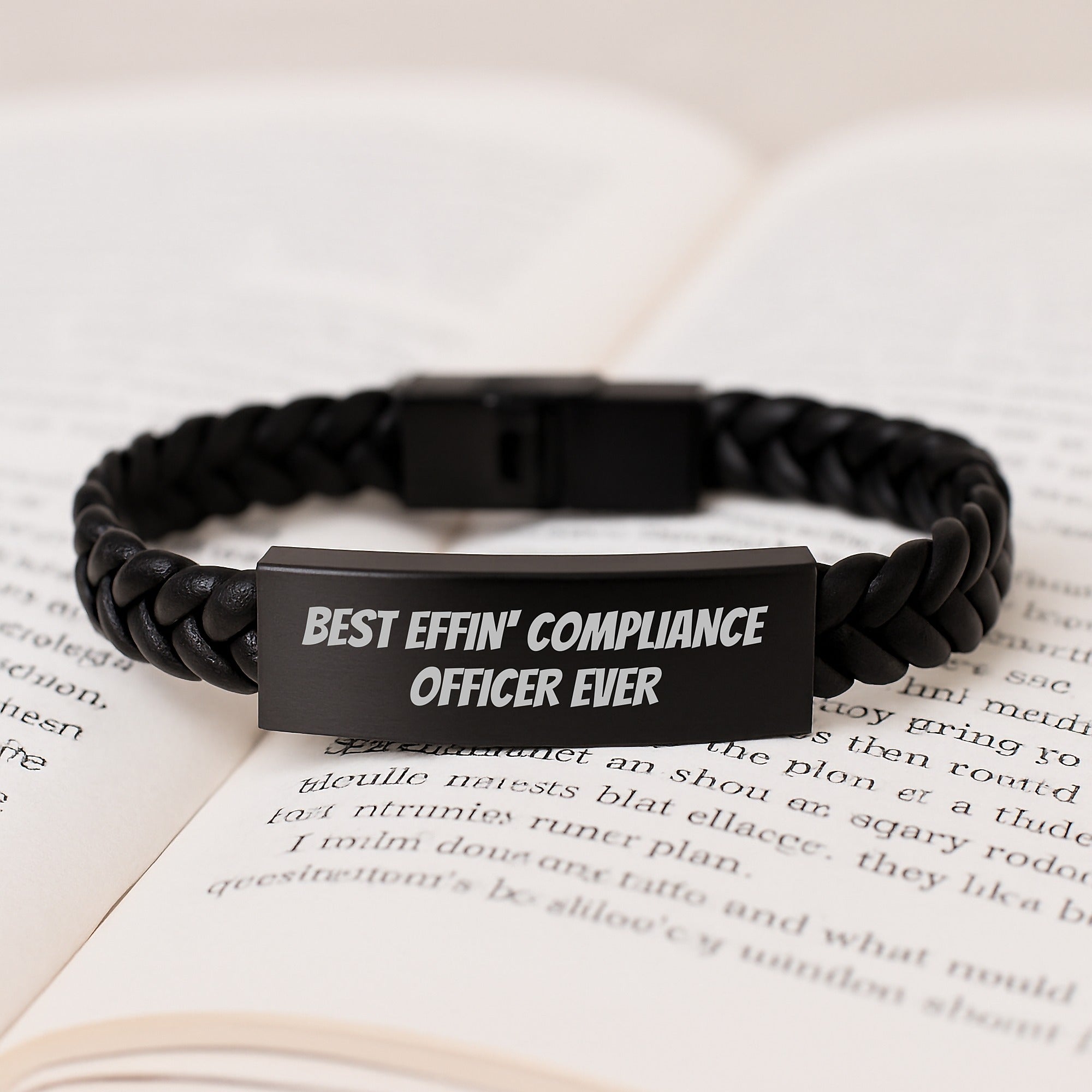Compliance Officer Gifts from Friends, Best Effin' Compliance Officer Ever Interlaced Leather Braceltes for Men, Women, Coworkers, Family, Graduation Unique Gifts for Compliance Officer - Image 3