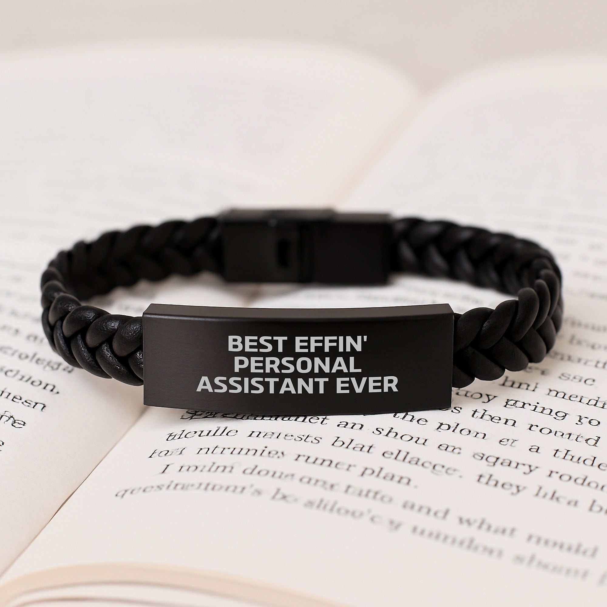 Funny Best Effin' Personal Assistant Ever Gift for Men or Women Interlaced Leather Bracelet, Gifts from Friends, Coworkers, or Family for Graduation Unique Gifts - Image 3