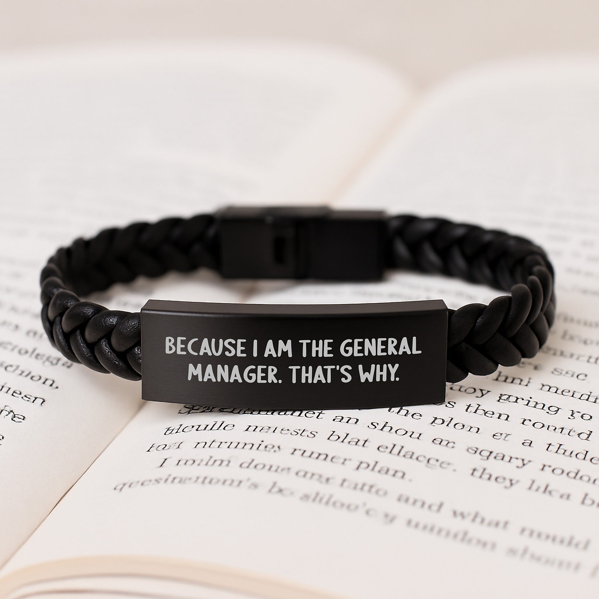 Funny General Manager Gifts from Friends - Interlaced Leather Birthday Unique Gifts for General Manager 'Because I Am The General Manager. That's Why.' - Image 3