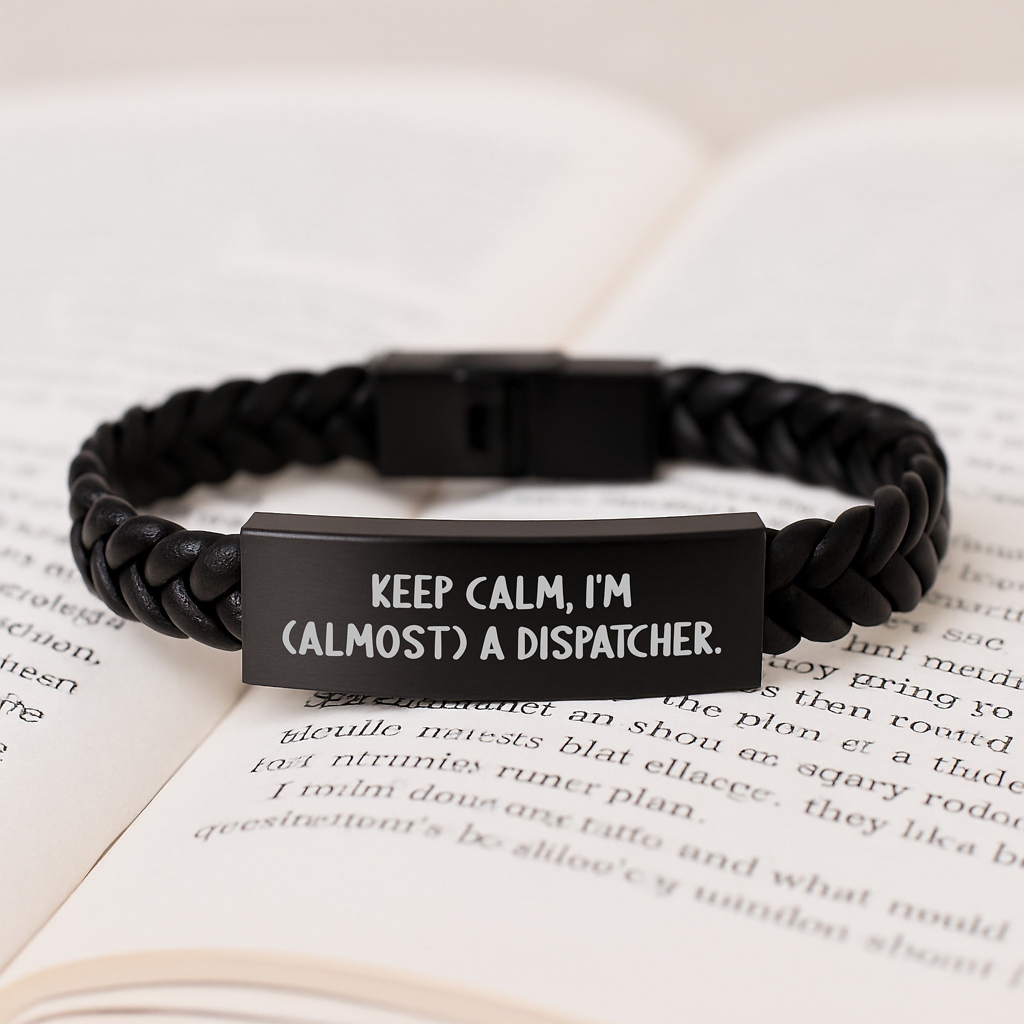 Dispatcher Gifts, Keep Calm, I'm (almost) A Dispatcher., Interlaced Leather Bracelet for Graduation, Gifts from Friends, Gifts for Dispatcher - Image 3