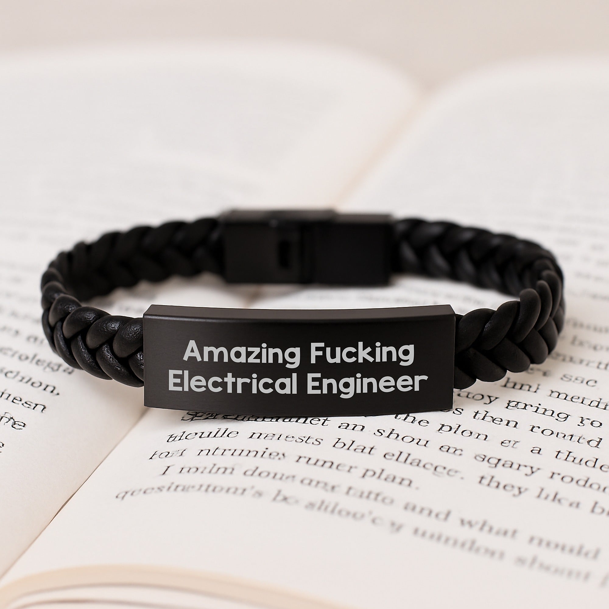 Funny Electrical Engineer Gifts from Friends, Birthday Unique Electrical Engineer Accessories, Interlaced Leather Bracelet for Men Women Coworkers Family - Image 3