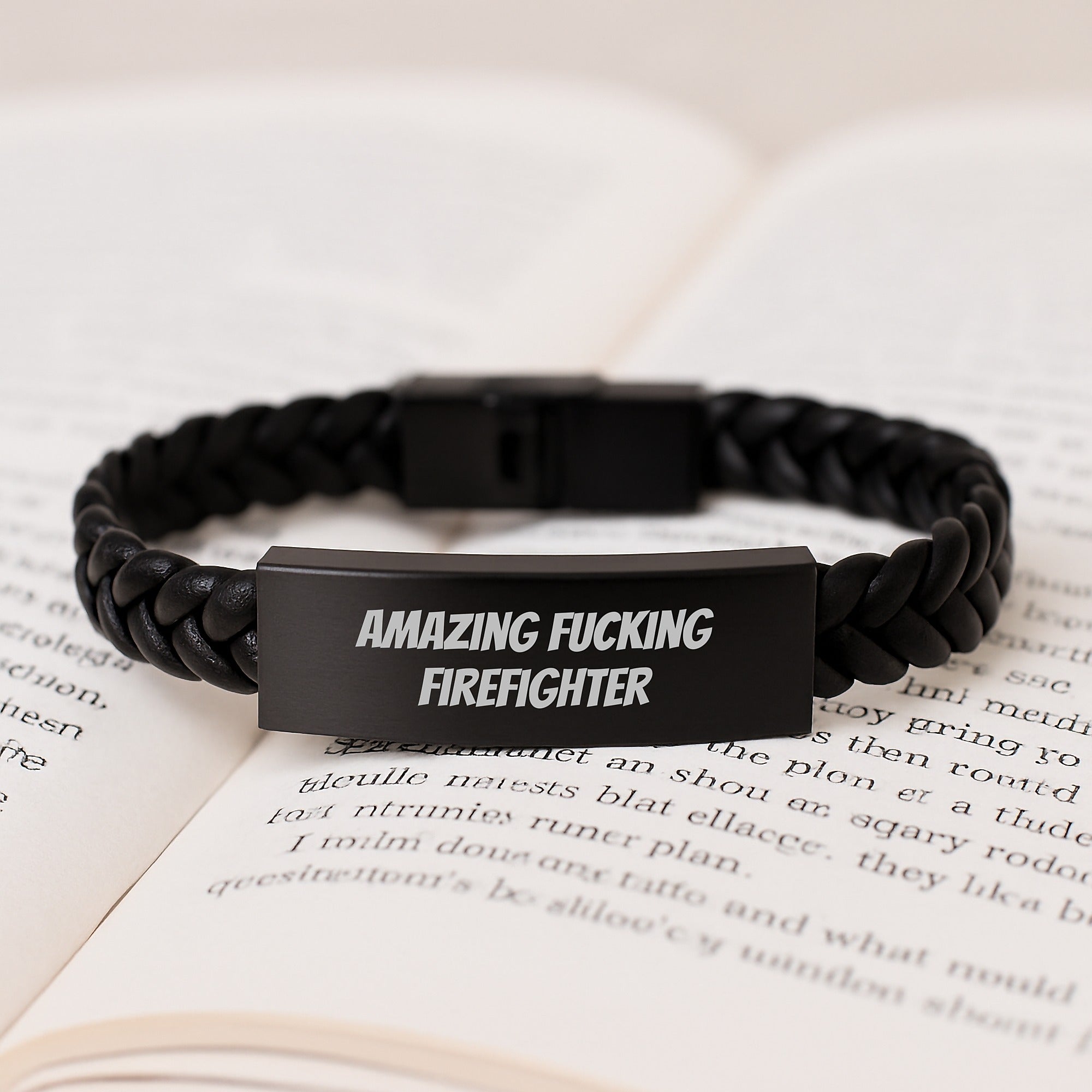 Funny Firefighter Gifts from Friends - Amazing Interlaced Leather Bracelet for Birthday, Unique for Firefighter Men, Stainless Steel and PU Leather Combination - Image 3