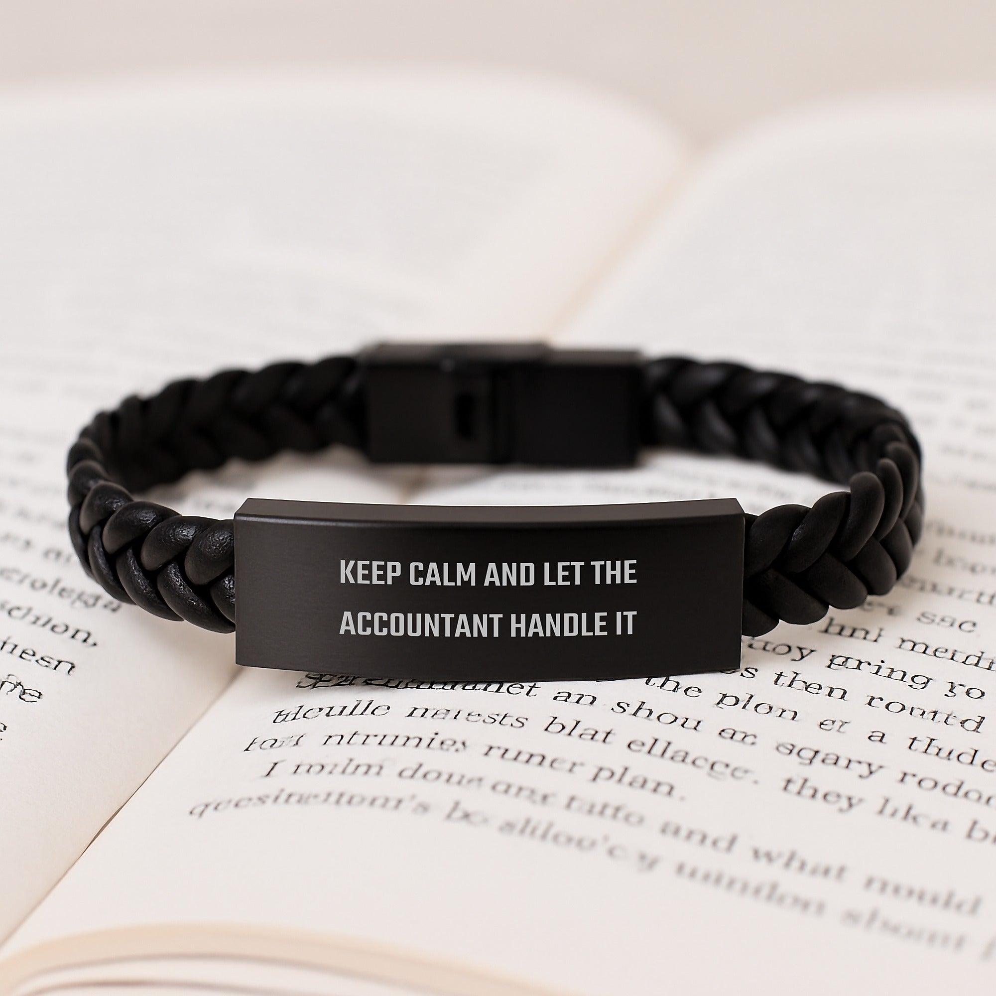 Accountant Gifts for Men, Keep Calm And Let The Accountant Handle It Interlaced Leather Bracelet, Gifts from Friends for Graduation - Unique and Inspirational - Image 3