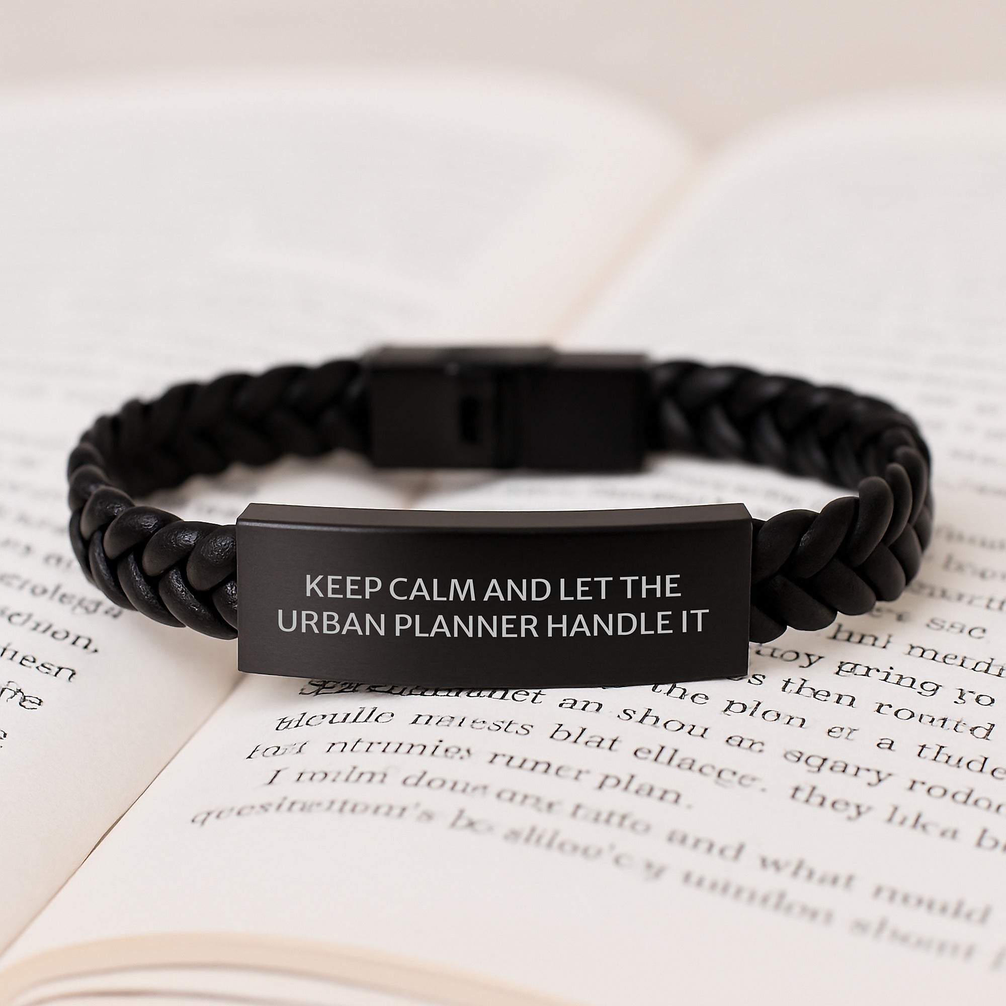 Funny Urban Planner Gifts from Friends, Keep Calm And Let The Urban Planner Handle It Interlaced Leather Bracelet for Men, Women, Coworkers, Family Christmas Unique Gifts - Image 3