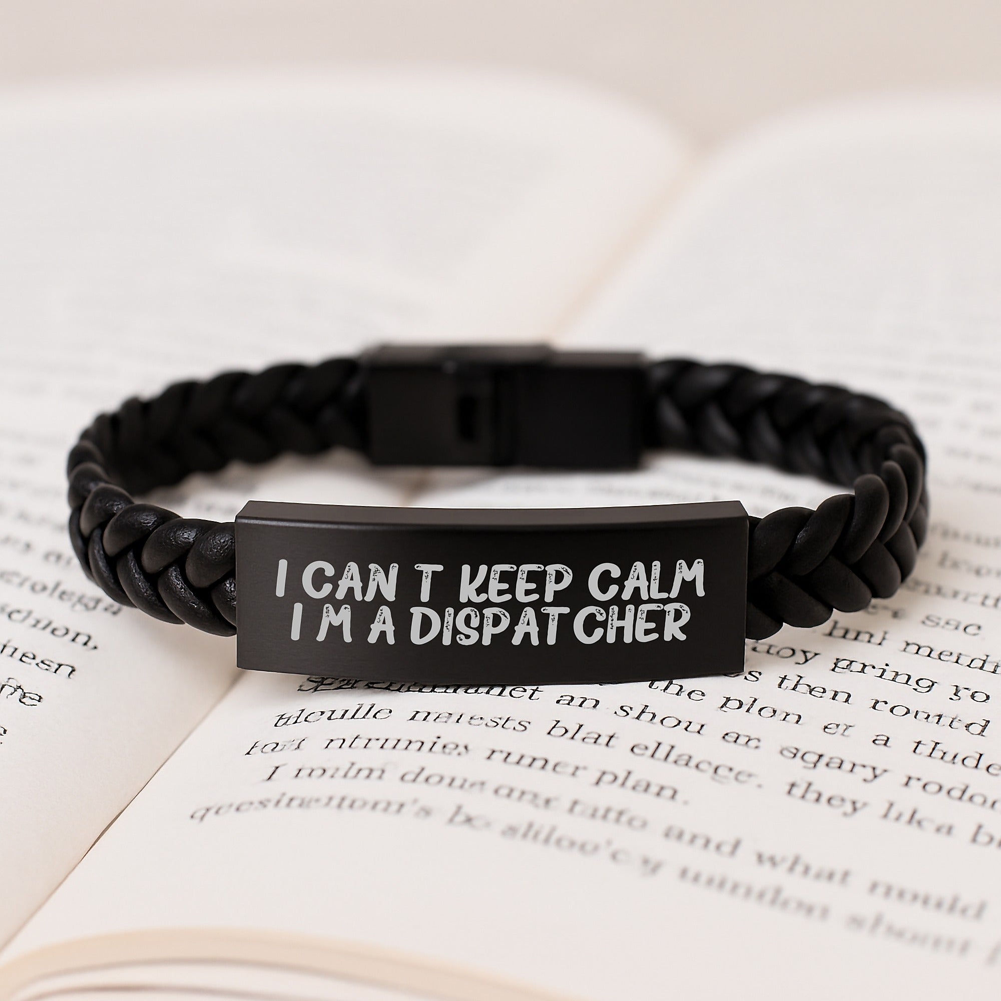 Dispatcher Proud Interlaced Leather Bracelet, Funny Quote Gifts for Men, Unique Graduation Gifts for Him, Gifts from Friends, Gifts for Dispatcher - Image 3
