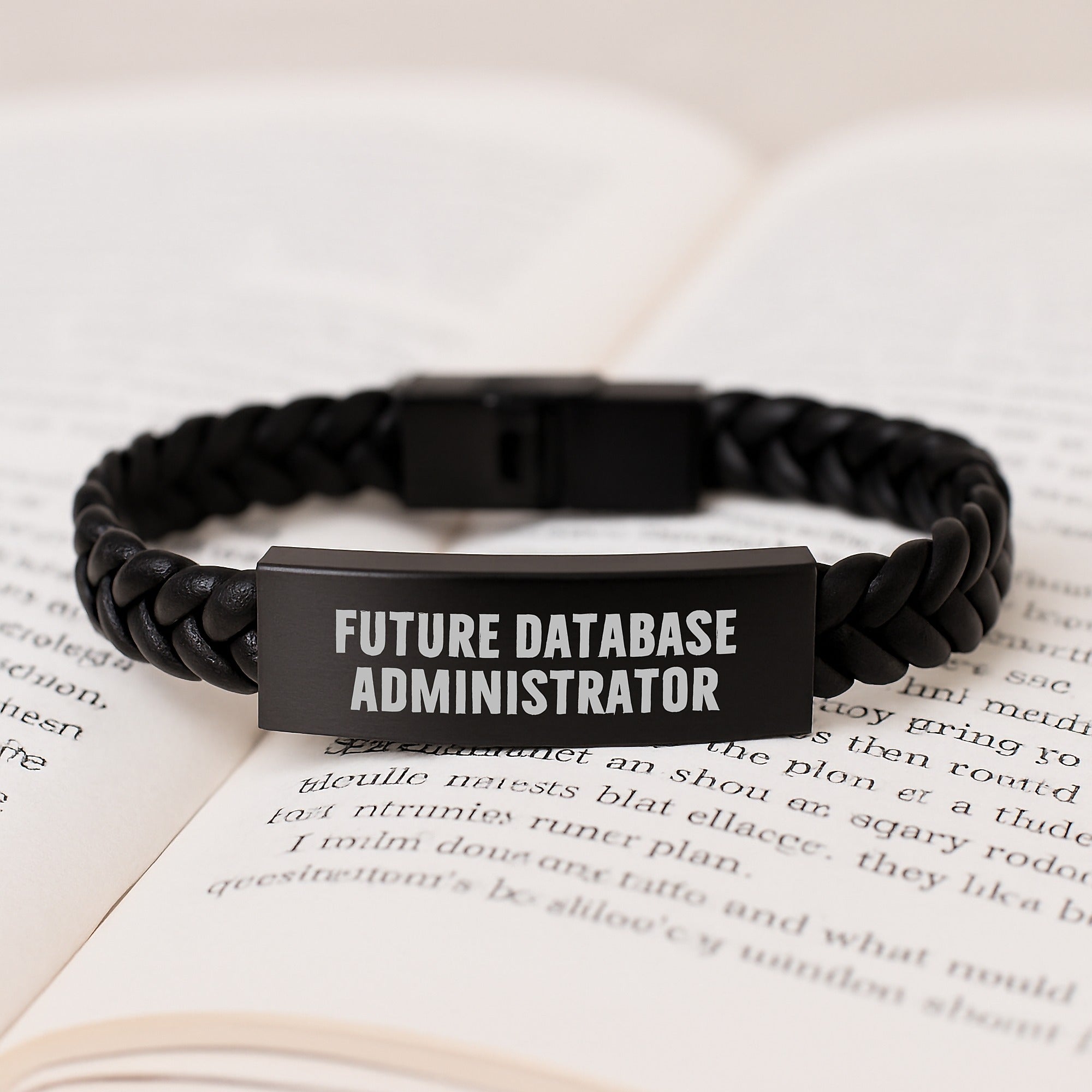 Funny Future Database Administrator Gifts, Interlaced Leather Bracelet for Men, Christmas Unique Presents from Friends, Stainless Steel and PU Leather Combination - Image 3