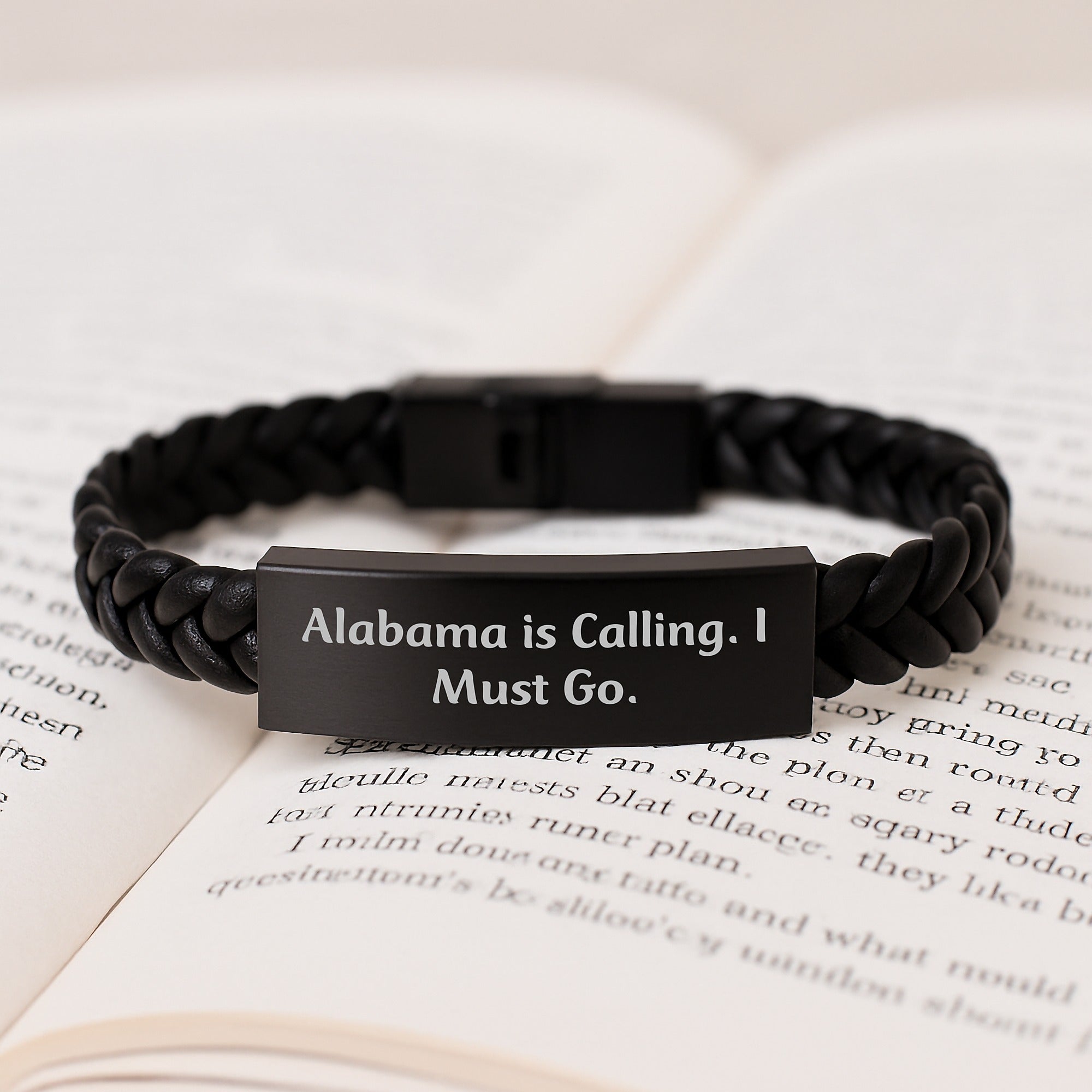 Alabama Calling, Interlaced Leather Bracelet for Men and Women, Birthday Unique Gifts from Friends to Family, Quote: 'Alabama Is Calling. I Must Go.' - Image 3