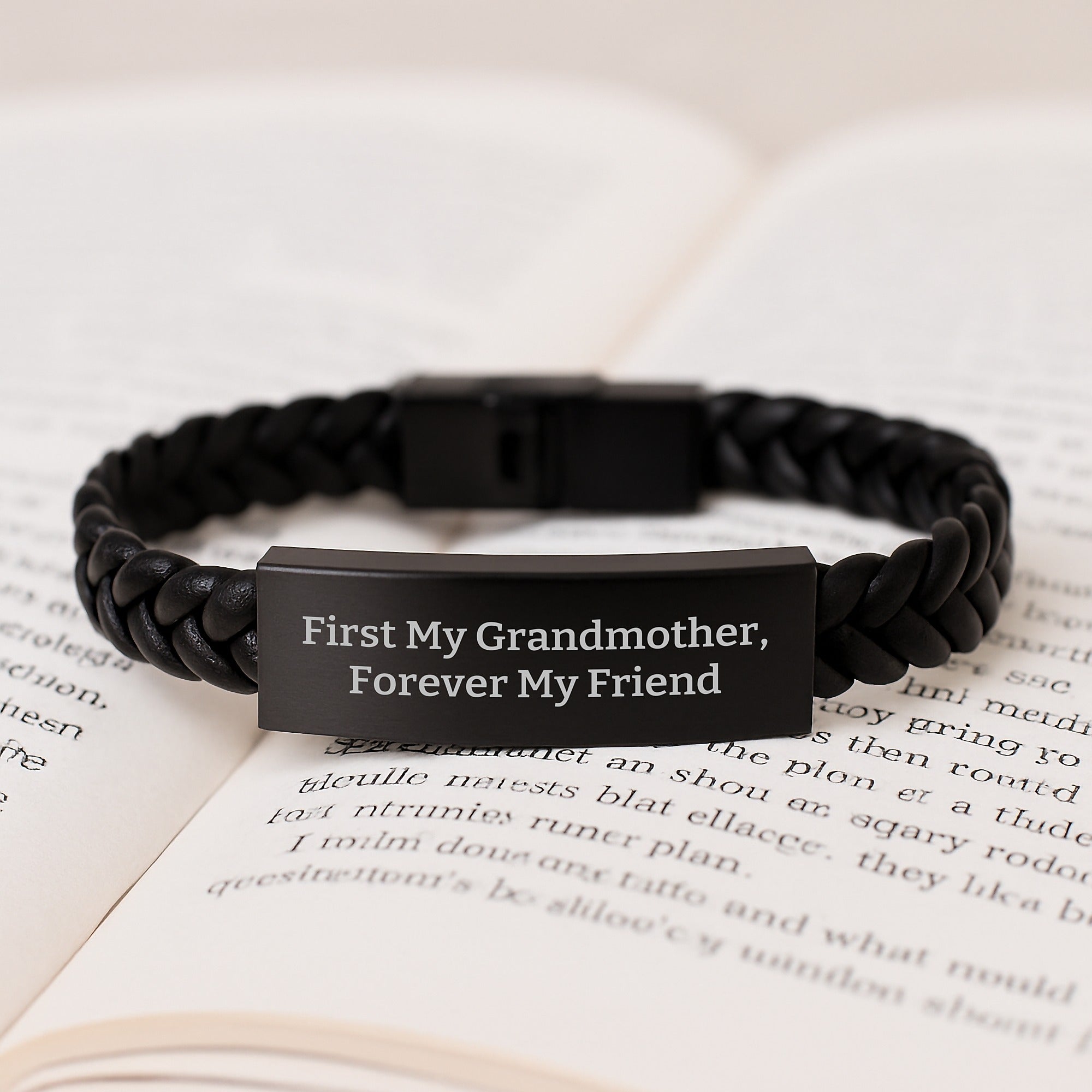 Grandmother Gifts from Family, Interlaced Leather Bracelet for Grandmother - Inspirational Quote 'First My Grandmother, Forever My Friend' - Christmas Unique Gifts - Image 3