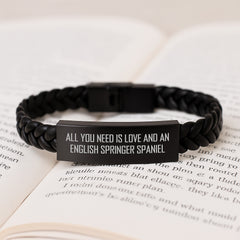 English Springer Spaniel Dog Interlaced Leather Bracelet - Funny Gift for Men from Friends on Birthday - Image 3
