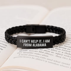 Funny Alabama Gifts for Friends from Alabama, Interlaced Leather Bracelet, Holiday Unique Gifts - Image 3