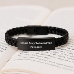 Tax Preparer Gifts from Friends, Smart Sexy Talented Quotes, Interlaced Leather Graduation Unique Gifts for Men and Women - Image 3