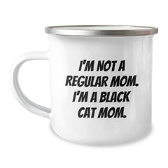 Funny Black Cat Mom Camping Mug Gifts from Family to Friends and Black Cat Enthusiasts, Birthday Unique Gifts for Black Cat Lovers, Funny Mugs for Coffee or Tea - Image 1