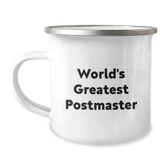 Funny 'World's Greatest Postmaster' Christmas Camping Mug Gifts from Men to Postmaster, Perfect Unique Gift for Postmaster Enthusiasts - Image 1