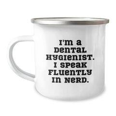Funny Dental Hygienist Gifts from Coworkers for Christmas Unique Mugs with I'm A Dental Hygienist. I Speak Fluently In genius. - Image 1