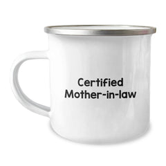 Funny Certified Mom-in-law Gifts for Birthday, 'I'm the Mom-in-law, Hear Me Roar!' Camping Mug, 12 oz Stainless Steel with Enamel Finish, Gifts from Family to Mom-in-law - Image 1