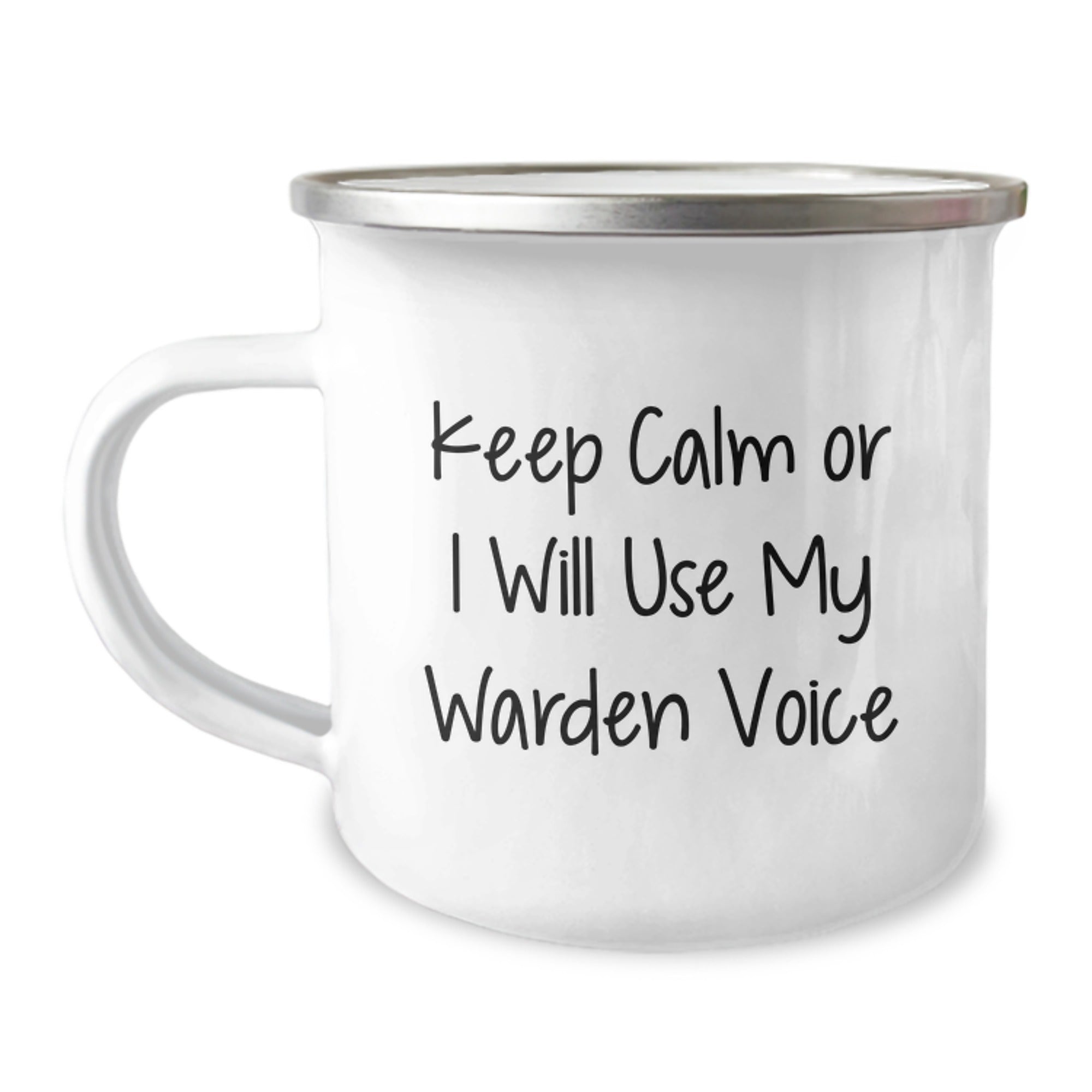 Funny Warden Camping Mug Gifts from Friends to Family Members - Keep Calm Or I Will Use My Warden Voice for Christmas Unique Presents - Image 1