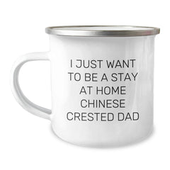 Funny Chinese Crested Dog Dad Gifts for Men - Camping Mug - I Just Want To Be A Stay At Home Chinese Crested Dad, Unique Graduation Gifts from Family - Image 1
